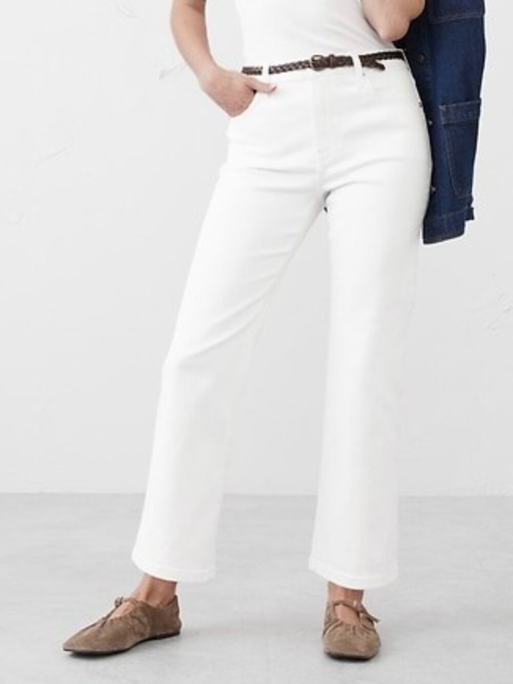 Sold-Out - NWT, BANANA REPUBLIC, Kick Flare High Rise Cropped White Jeans - 27/4